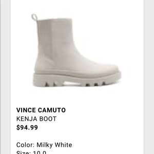 Cream lug sole combat boot, size 10